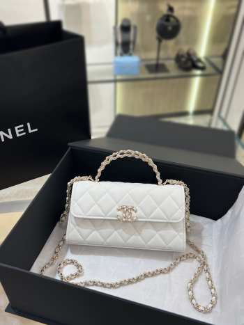 Chanel small 23p Kelly White bag 19x10x4.5cm