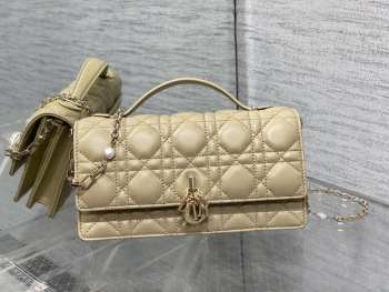 Lady Dior Pearl Hand Messenger Bag in beige 21x11x5cm