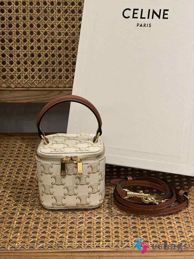 Celine small cylinder bag in white 9x9.5x9cm - 1