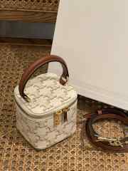 Celine small cylinder bag in white 9x9.5x9cm - 5