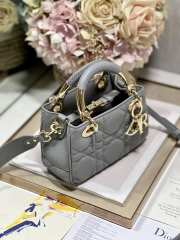 Dior Lady Small bag with gold hardware in gray 19x13x8cm - 5