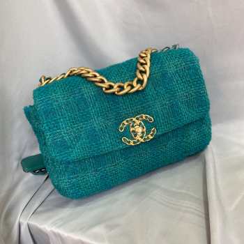 Chanel 19 Maxi braided Tweed & Gold-Tone in green 30cm 