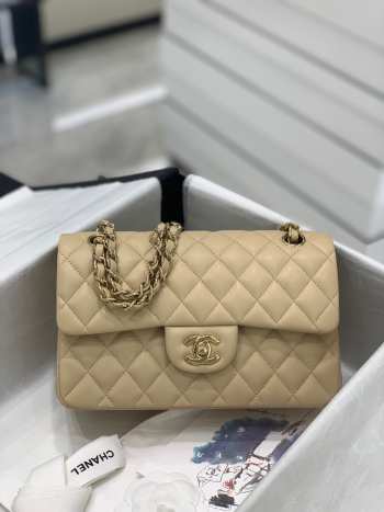 Chanel Flap bag with gold hardware in beige 23cm