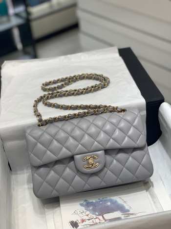 Chanel Flap bag with silver hardware in gray 23cm