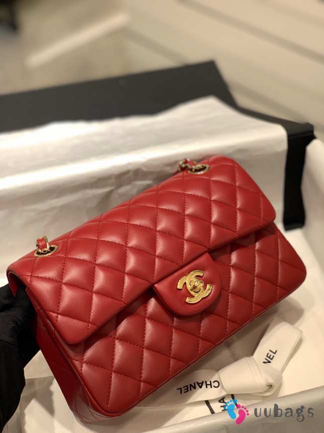 Chanel Flap bag with gold hardware in red 23cm - 1