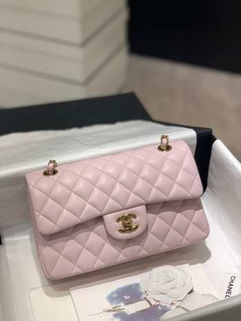 Chanel Flap bag with gold hardware in pink 23cm