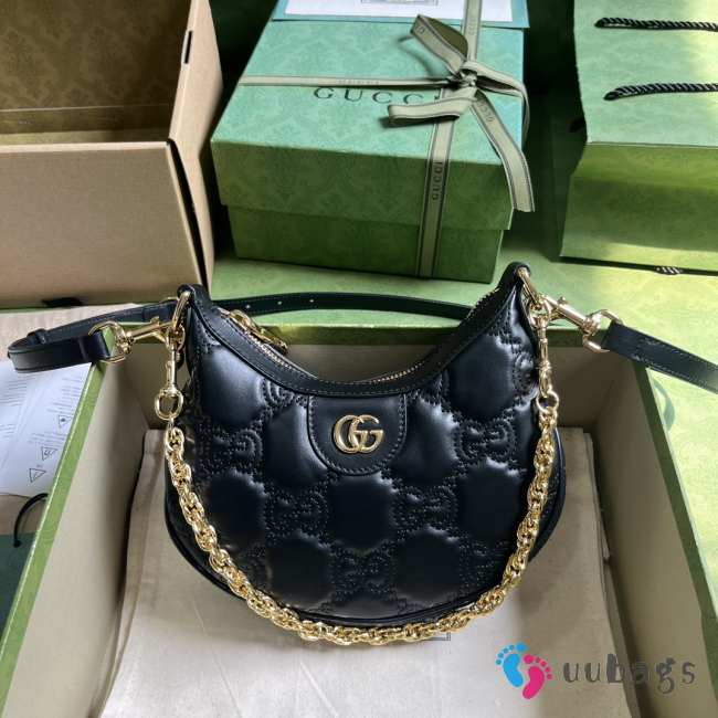 Gucci Mini Matelassé GG Shoulder Bag In Black 21cm - 1