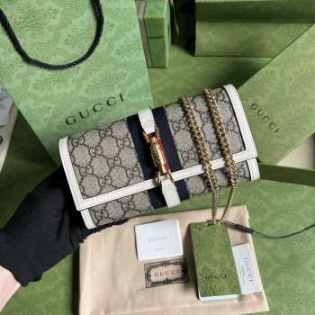 Gucci Jackie 1961 Chain Wallet In White 19x10x3.5cm