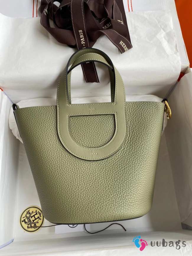 Hermes Pig Nose Vegetable Basket bag in green 18cm - 1