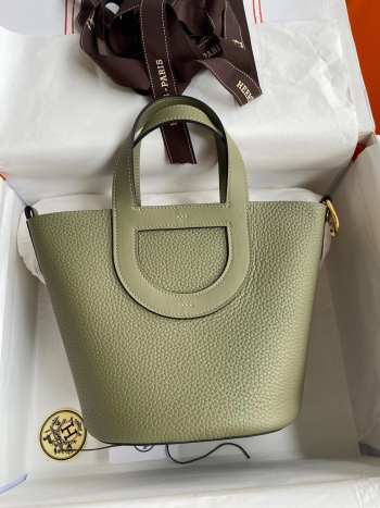 Hermes Pig Nose Vegetable Basket bag in green 18cm