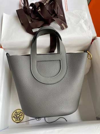 Hermes Pig Nose Vegetable Basket bag in gray 18cm