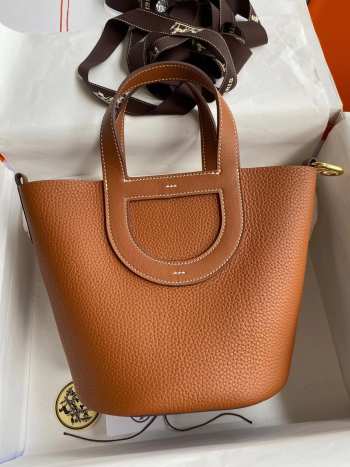 Hermes Pig Nose Vegetable Basket bag in gold brown 18cm