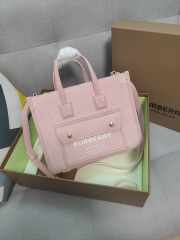 Burberry Medium Freya Leather & Canvas Tote Bag In Pink 23x8x19cm - 1