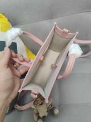 Burberry Medium Freya Leather & Canvas Tote Bag In Pink 23x8x19cm - 5