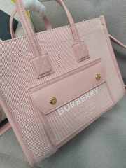 Burberry Medium Freya Leather & Canvas Tote Bag In Pink 23x8x19cm - 6