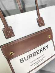 Burberry Medium Freya Leather & Canvas Tote Bag In White & Brown 33x12.5x26cm - 4