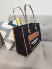 Burberry Medium Freya Leather & Canvas Tote Bag In Black 33x12.5x26cm - 4