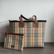 Burberry London Medium Check Cotton Tote 'Briar Wood' 51.3x18.5x29cm - 1