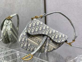 Uubags | Dior Saddle Bag In Gray With Gold Buckle 25cm