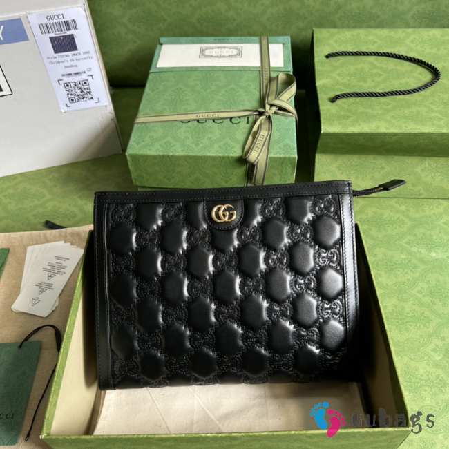 Gucci Matelassé Leather Pouch In Black 10x7.5x2cm - 1