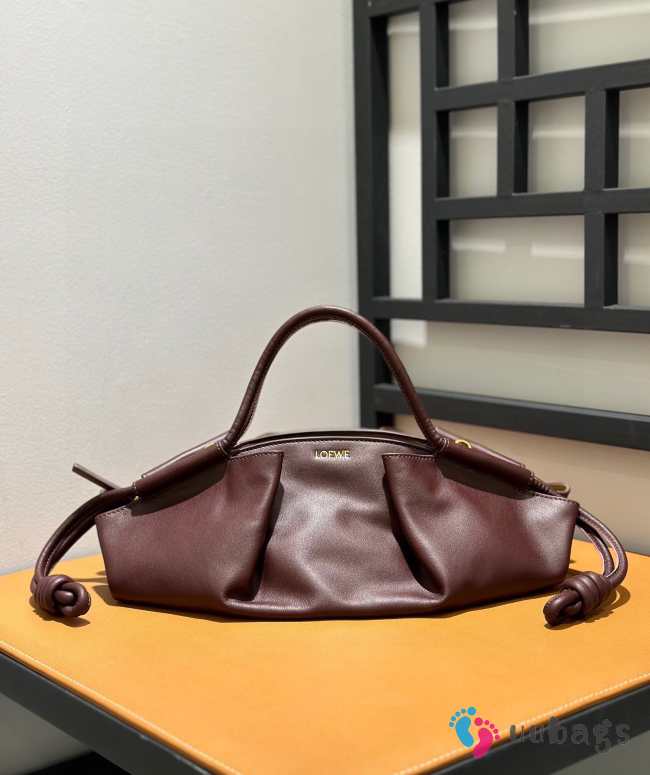 Loewe medium paseo bag in shiny nappa calf skin dark brown - 1