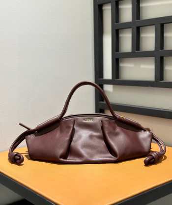 Loewe medium paseo bag in shiny nappa calf skin dark brown