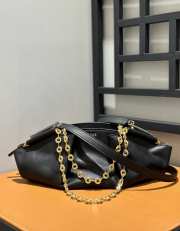 Loewe medium paseo bag in shiny nappa calf in black with gold strap - 3