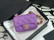 Chanel flap bag with gold hardware in purple 17cm - 1