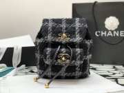 Chanel 22K Duma Tweed & Gold-Tone Metal Backpack Black - 1