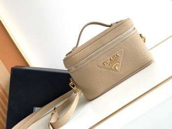 Prada leather mini bag beige 18x11.5x7.5cm