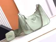 Prada nylon hobo with silver buckle in light green 22x12x6cm - 1