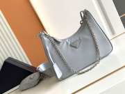 Prada nylon hobo with silver buckle in gray 22x12x6cm - 1