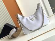 Prada nylon hobo with silver buckle in white 22x12x6cm - 1