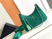 Prada nylon hobo with silver buckle in green 22x12x6cm - 1