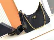 Prada nylon hobo with gold buckle in black 22x12x6cm - 1