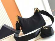 Prada nylon hobo with gold buckle in black 22x12x6cm - 4