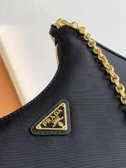 Prada nylon hobo with gold buckle in black 22x12x6cm - 6