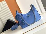 Prada nylon hobo with silver buckle in blue 22x12x6cm - 1