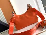 Prada nylon hobo with silver buckle in orange 22x12x6cm - 6