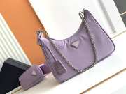 Prada nylon hobo with silver buckle in purple 22x12x6cm - 1