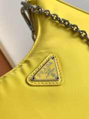 Prada nylon hobo with silver buckle in yellow 22x12x6cm - 3