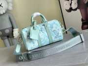 LV Keepall Bandoulière Monogram Shadow In Light Blue 25x15x11cm - 1