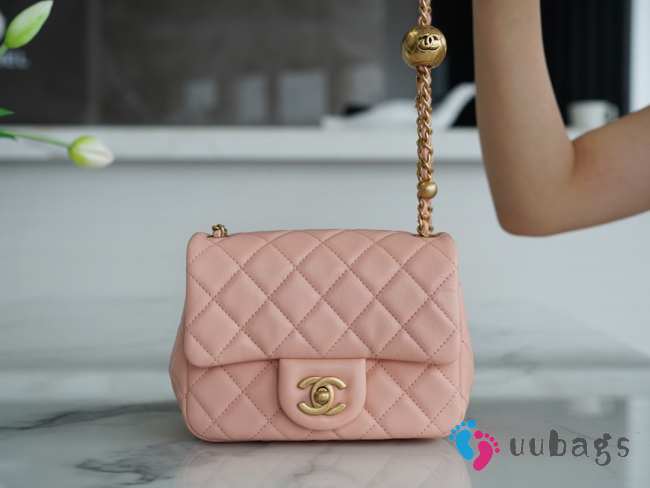 Chanel mini flap bag with gold hardware in orange pastel 13x18x7cm - 1