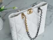 Chanel Shopping Bag 19 With Gold Buckle In White 30x37x10cm - 6