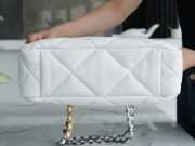 Chanel Shopping Bag 19 With Gold Buckle In White 30x37x10cm - 5