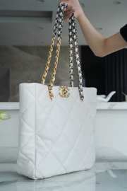 Chanel Shopping Bag 19 With Gold Buckle In White 30x37x10cm - 4