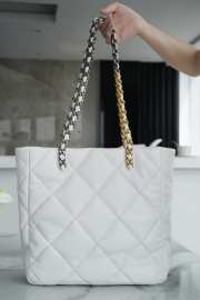 Chanel Shopping Bag 19 With Gold Buckle In White 30x37x10cm - 2