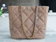 Chanel Shopping Bag 19 With Silver Buckle In Brown 30x37x10cm - 1