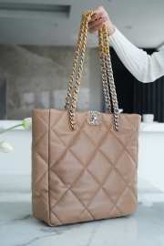 Chanel Shopping Bag 19 With Silver Buckle In Brown 30x37x10cm - 4