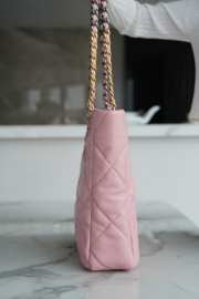 Chanel Shopping Bag 19 With Gold Buckle In Pink 30x37x10cm - 4